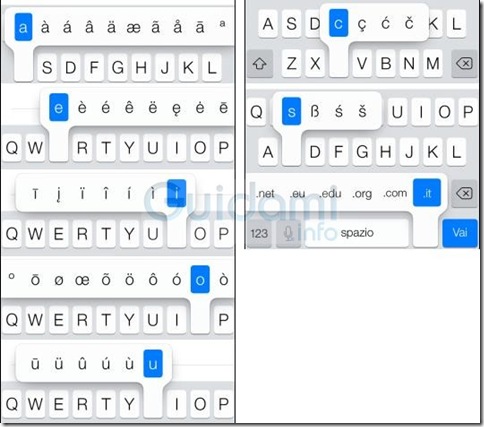 Simboli tasti lettere iOS