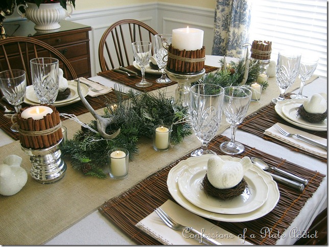 CONFESSIONS OF A PLATE ADDICT: A Woodsy New Years Tablescape