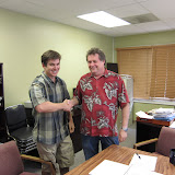 Jon Miller and Planning Director Will Spence with the "political handshake shake"