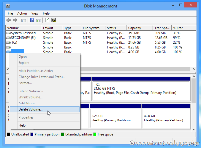 delete linux partitions