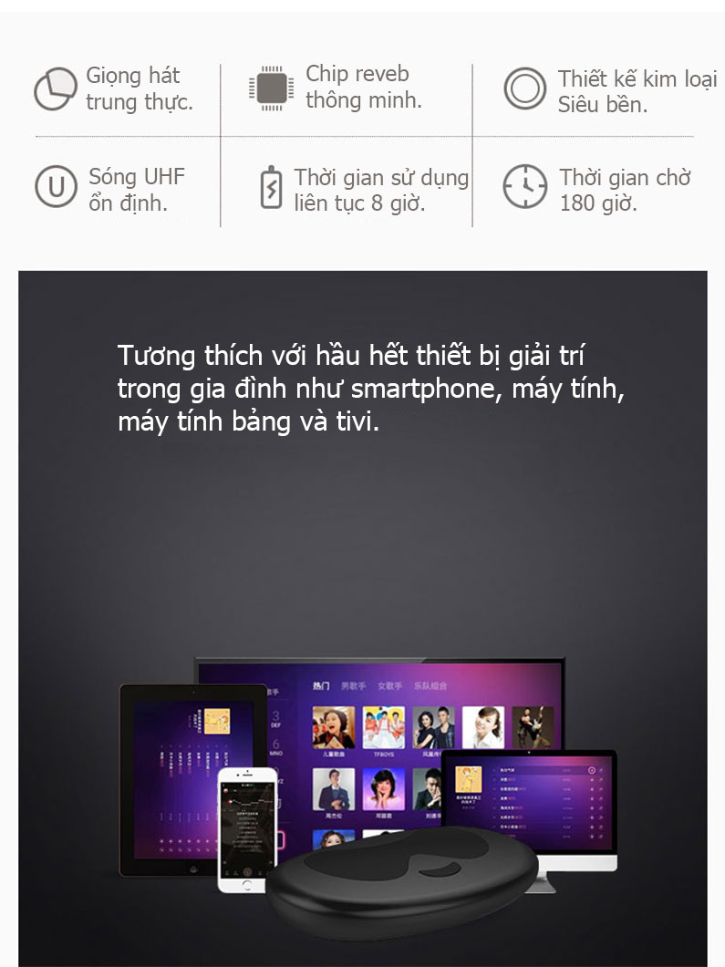 Bộ Micro không dây hát karaoke hiệu ứng echo hay Goma MU-106