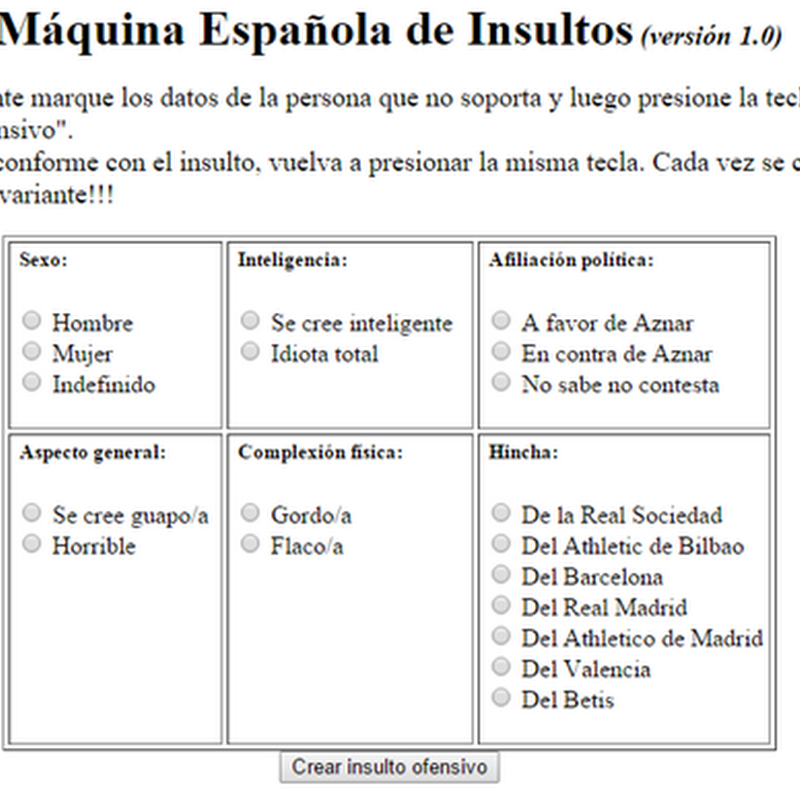 Máquina virtual de  insultos para españoles