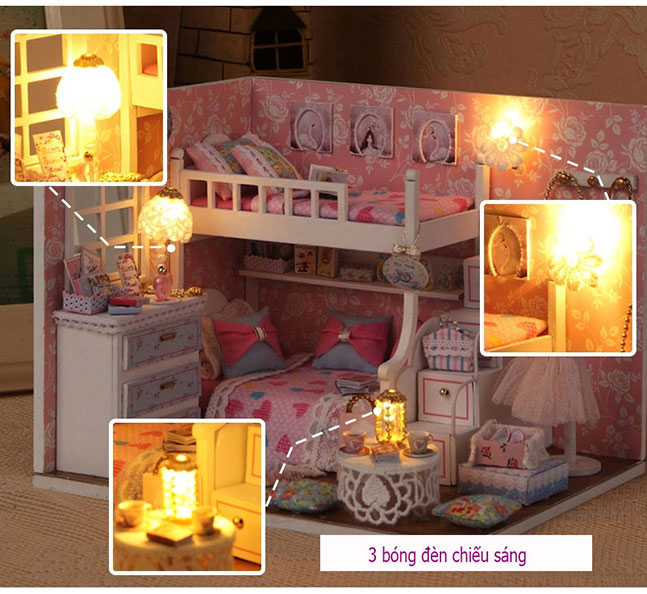 Đồ chơi lắp ráp mô hình nhà bằng gỗ Bộ đồ lắp ghép DIY- Ngôi nhà búp bê