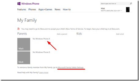 windows phone family page