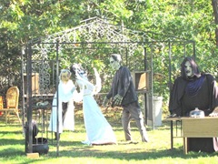 11.2011 Wellfleet Halloween yard 15 Frankenstein and bride