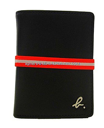 agnès b. Fall Winter 2012  cardholder passport cover holder wristlet pouch, black calf leather card compartments red and white strap band Summer FAll Winter Voyage LA MAISON SUR L’EAU travel Singapore exclusive collection