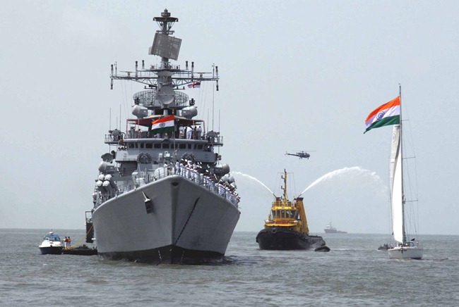 Indian Navy Warship, the New Delhi-class Guided Missile Destroyer, INS Delhi