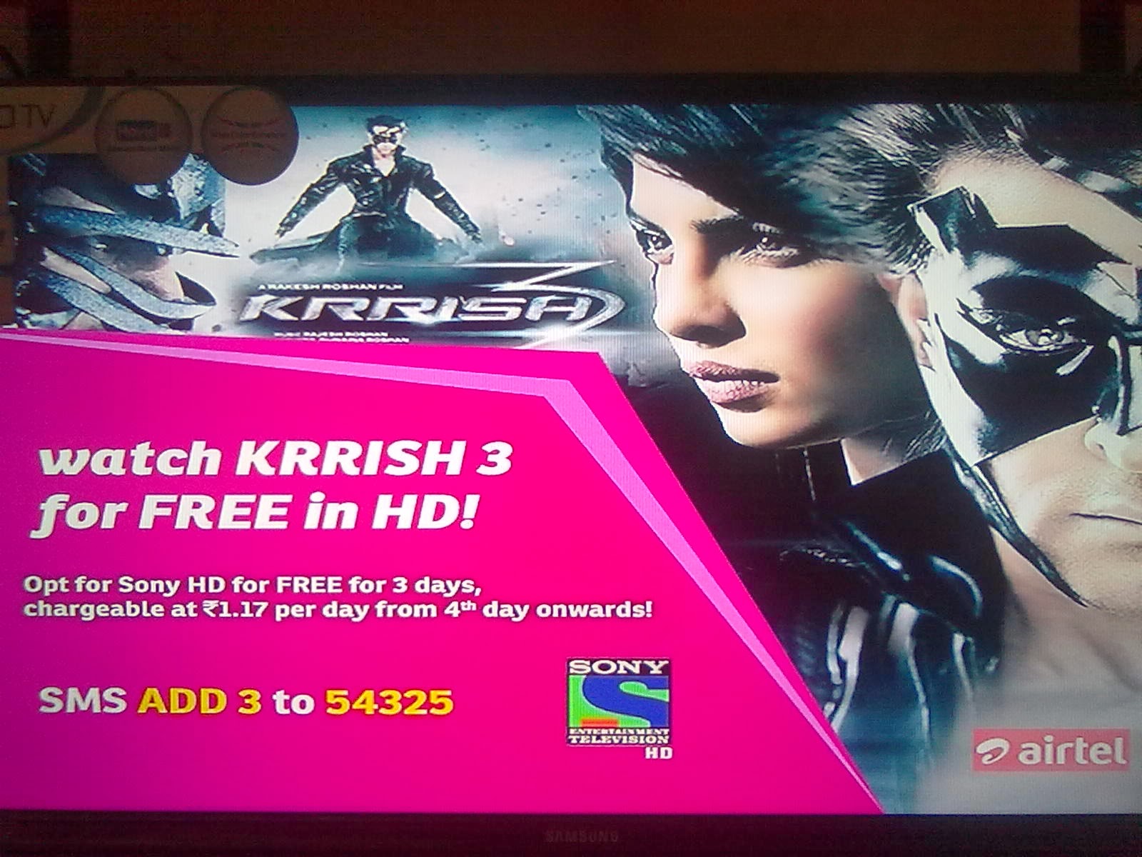 KRRISH 3 only on SONY HD  - Updates of Satellite TV Channels