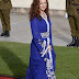 Lalla salma en mode caftan bleu marocain 