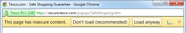 Contenuti avvertimento mista da Google Chrome