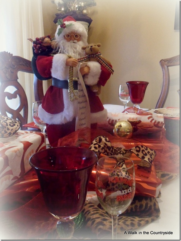 a walk in the countryside: Santa with leopard Christmas table