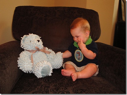2.  Knox playing with bear