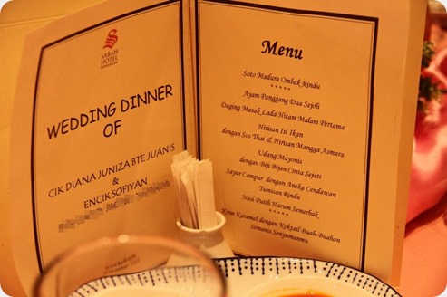 menu wedding