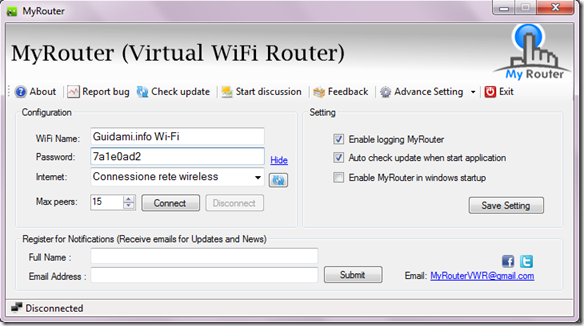 MyRouter Virtual WiFi Router