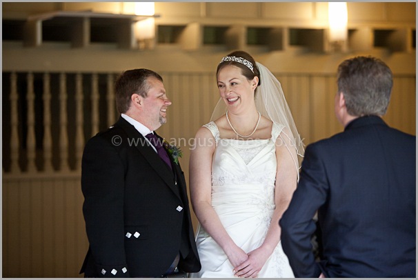 happy bride and groom at wedding in scotland