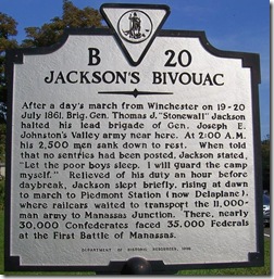 Jackson's Bivouac Marker B-20 Paris, VA