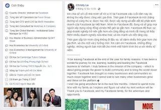 Bà Lê Diệp Kiều Trang, giám đốc Facebook Việt Nam xác nhận sẽ rời vị trí vào cuối năm 2018.