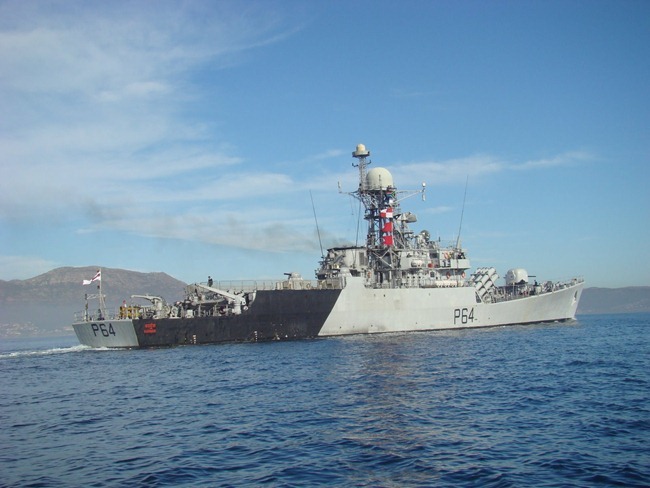 Indian Navy Warship, the Kora-class Corvette, INS Karmuk, in South Africa, for IBSAMAR exercise