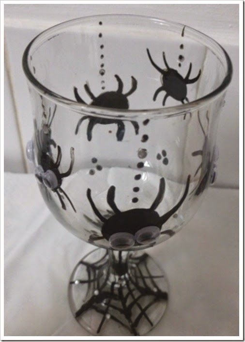 Halloween Spider Glass with googly eyes