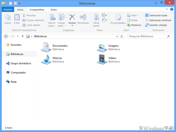 Gerenciador de arquivos do Windows 8