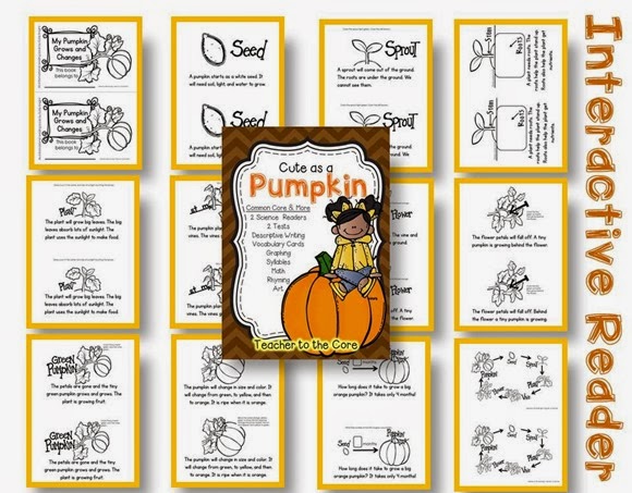 Teacher to the Core has a new Science unit on pumpkins- informational reading that is accessable to first graders- can I hear an amen