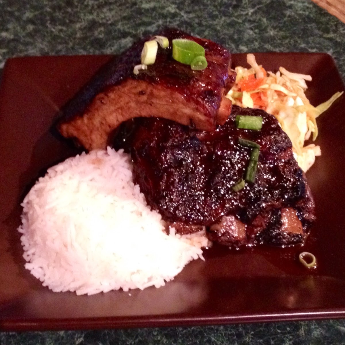 Braised Baby Back Ribs with Basmati Rice and Asian Slaw