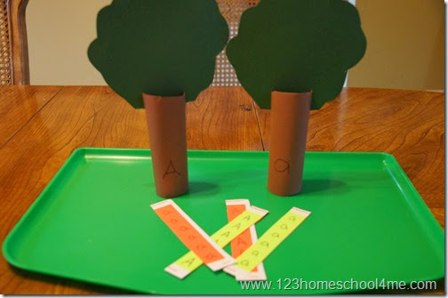 write a capital A on one tree and a lowercase a on the other trunk write a capital A on one tree and a lowercase a on the other trunk