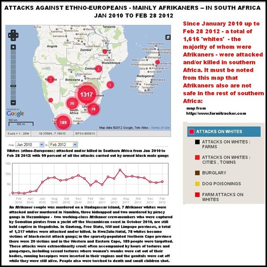 WHITES ATTACKED AND OR MURDERED IN BLACK RACIST VIOLENCE JAN 2010 TO FEBRUARY 28 2012 FARMITRACKER COM