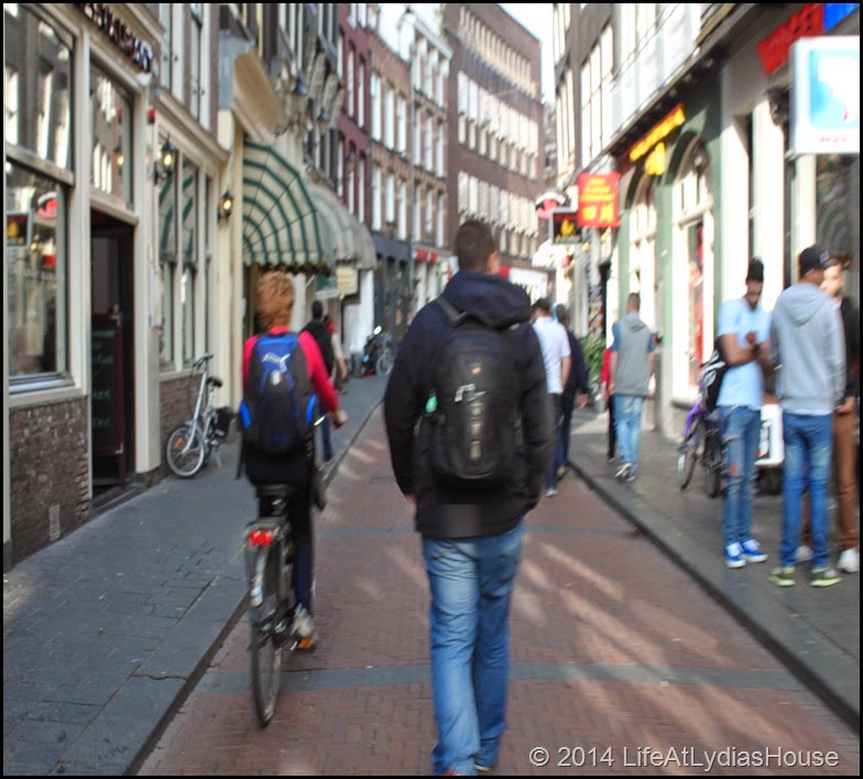 biking through the streets
