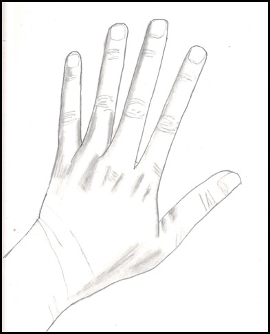pencil contour drawing of hand
