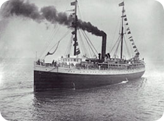 The steamship Portland arriving in Seattle