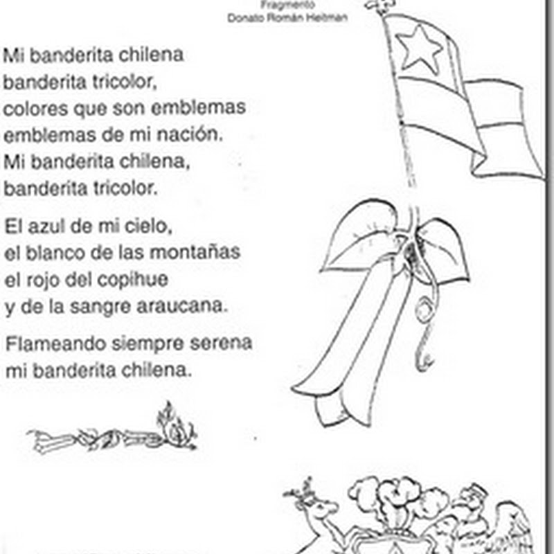 Colorear canción Banderita chilena