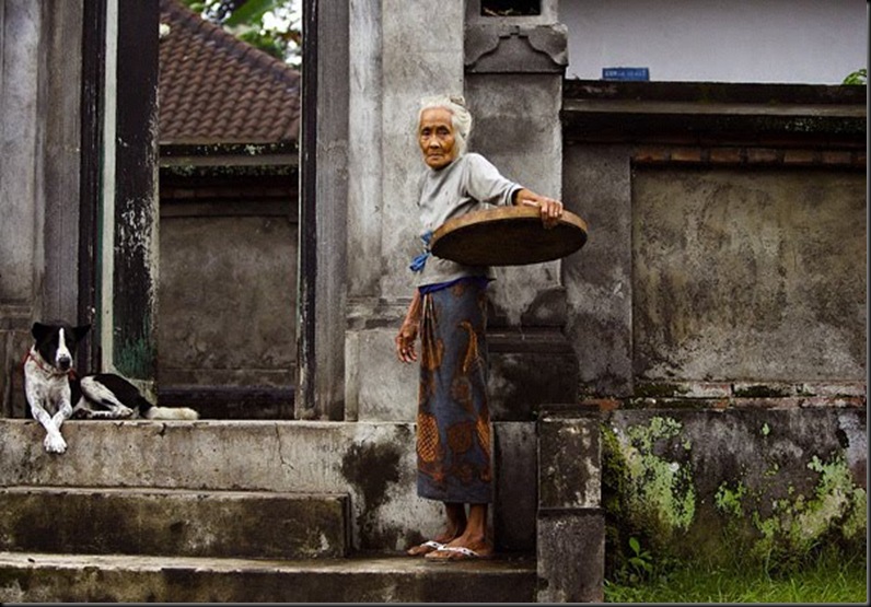 Balinese Elder With Dog