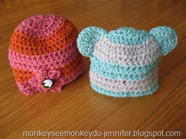 flower and bear crochet hats