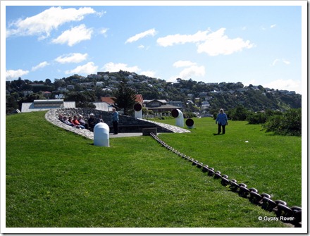 Wahine Memorial park, Seatoun near Steeple Rock where the "Wahine"sank. The anchor chain directs you to the site of the sinking.