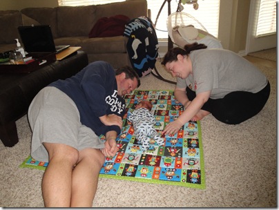 3.  Tummy time with Aunt Lyndsie and Logan