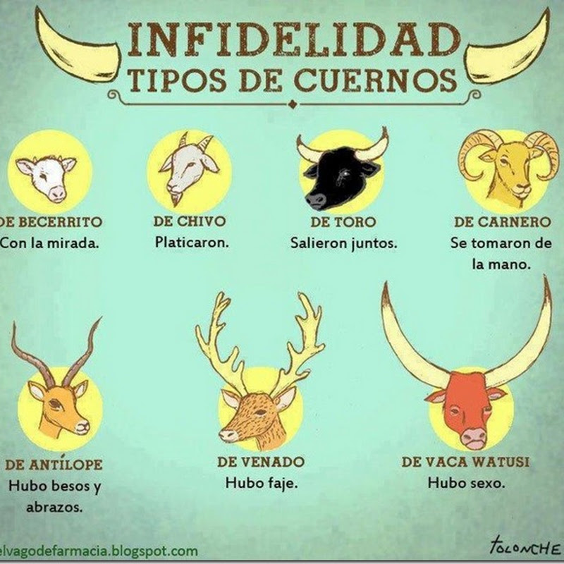 humor gráfico. Tipos de cuernos según la acción cometida