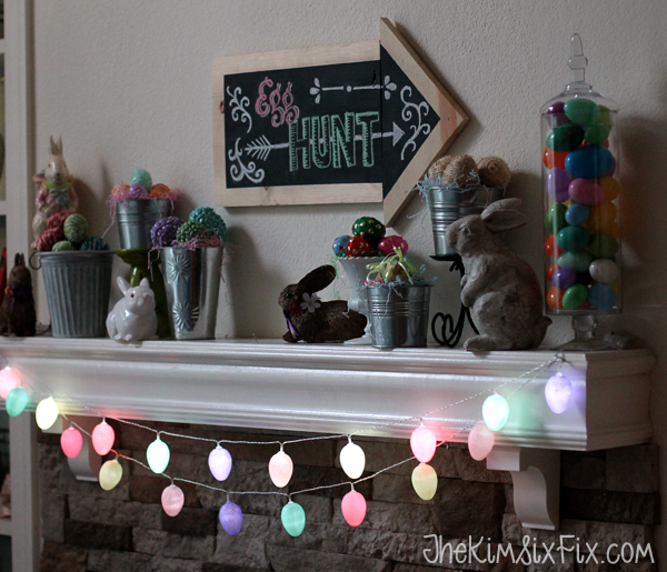 Glowing easter egg mantel