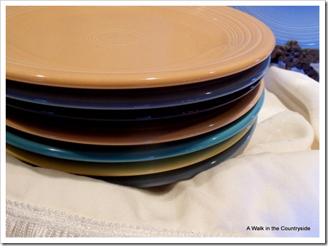 a walk in the countryside: fiesta ware dinner plates