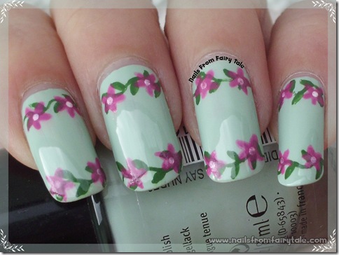 pastel green with flowers