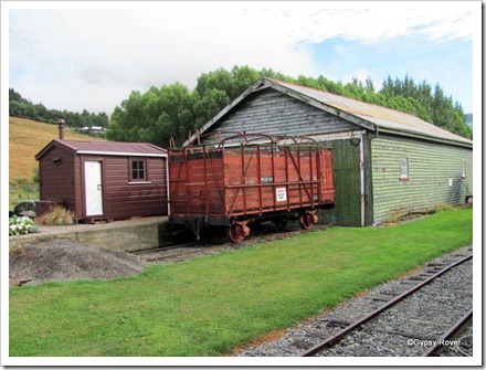 Gangers hut, cattle wagon and goods shed at Little River.