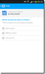 يمكن بواسطة تطبيق Ebuddy XMS إرسال سؤال بمقترحات إلى أصدقائك للتصويت عليه
