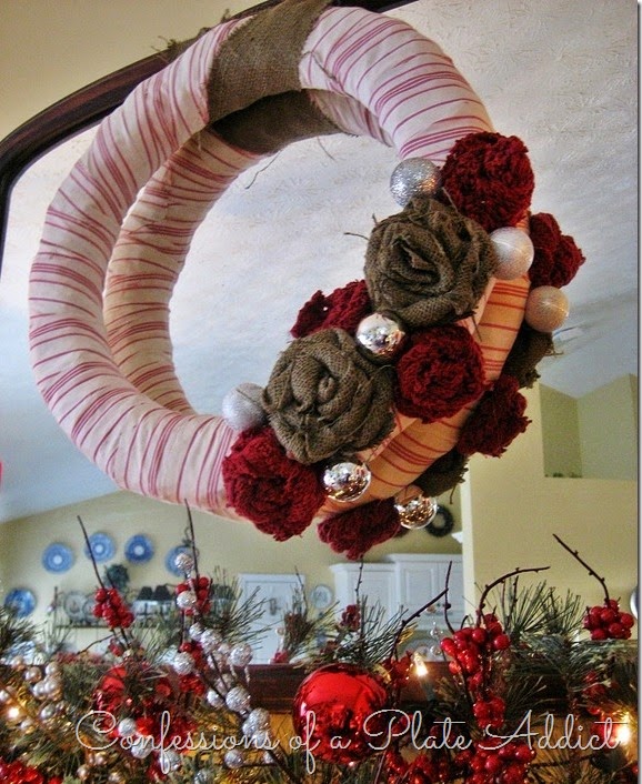 CONFESSIONS OF A PLATE ADDICT French Ticking and Burlap Wreath