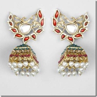 temple shaped jhumki earrings