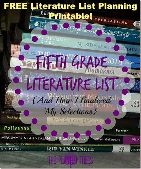 Fifth Grade Literature List