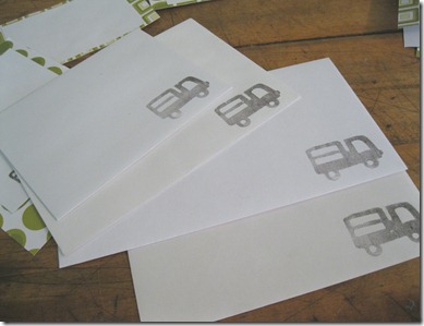 DIY Thank You Cards made with Foam Stamps of Trucks