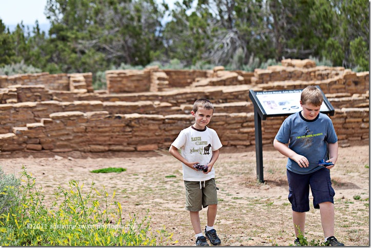 Boys exploring the Far View Mesa ruins Boys exploring the Far View Mesa ruins