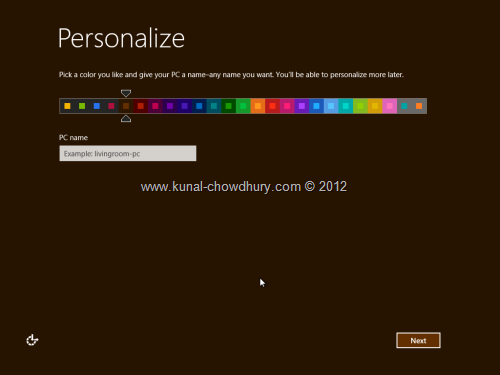 Win 8 Installation Experience - Personalize Color 2