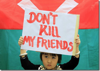 Kachin child protesting