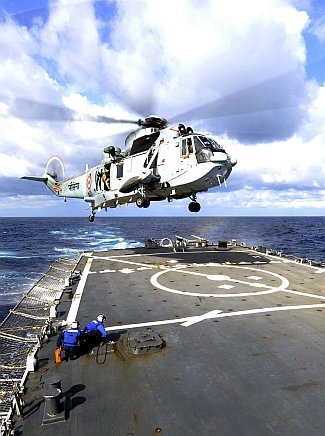 Indian Navy Sea King Helicopter aboard USS Stethem